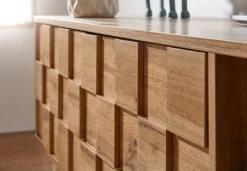 TV-Board Kommode 160cm MDF Eiche Dekor Design Front Lowboard mit 2 Türen Fernsehschrank