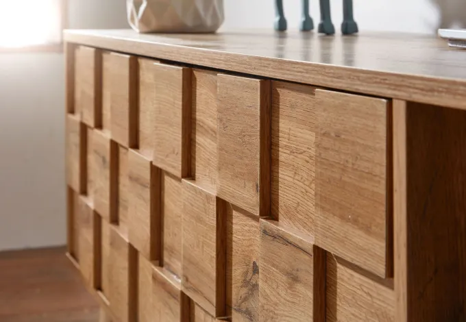 TV-Board Kommode 160cm MDF Eiche Dekor Design Front Lowboard mit 2 Türen Fernsehschrank