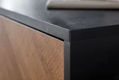 TV-Board Kommode 160cm MDF Eiche Schwarz Dekor Design Lowboard mit 2 Türen Fernsehschrank