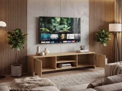 TV Board Lowboard Fernsehschrank Eiche Dekor 155cm TV Schrank 2 Türen Ablage