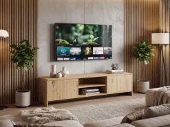 TV Board Lowboard Fernsehschrank Eiche Dekor 155cm TV Schrank 2 Türen Ablage
