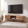 TV Board Lowboard Fernsehschrank Akazie Massivholz 160cm Fernsehtisch mit Türen