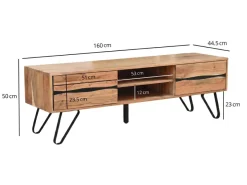 TV Board Lowboard Fernsehschrank Akazie Massivholz 160cm Fernsehtisch mit Türen