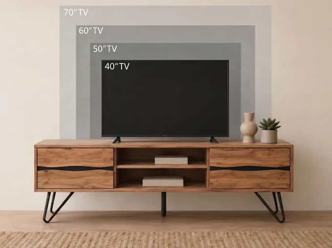 TV Board Lowboard Fernsehschrank Akazie Massivholz 160cm Fernsehtisch mit Türen