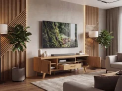 TV Board Lowboard Fernsehschrank Eiche Dekor 150cm TV Schrank Türen Schublade