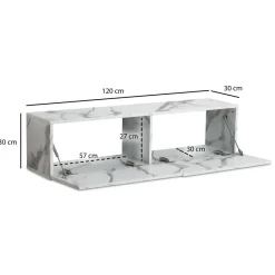 TV Schrank FineBuy Hängend 120 cm Lowboard Marmor-Optik TV-Kommode Klapptür