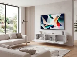 TV Schrank FineBuy Hängend 160 cm Lowboard Marmor-Optik TV-Kommode Klapptür