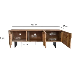 TV Schrank FineBuy Lowboard 160 cm Holz Massiv Fernsehkommode Fernsehschrank