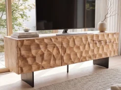 TV Schrank FineBuy Lowboard 160 cm Holz Massiv Fernsehkommode Fernsehschrank