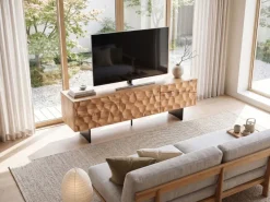 TV Schrank FineBuy Lowboard 160 cm Holz Massiv Fernsehkommode Fernsehschrank