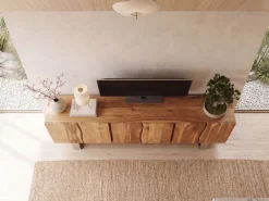 TV Schrank FineBuy Lowboard 160 cm Holz Massiv Fernsehkommode Fernsehschrank