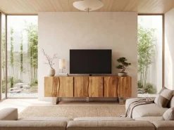 TV Schrank FineBuy Lowboard 160 cm Holz Massiv Fernsehkommode Fernsehschrank