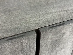 TV Schrank FineBuy Lowboard 160 cm Smoked Grey Holz Massiv Fernsehkommode Grau