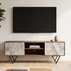 TV Schrank FineBuy Lowboard 150 cm Holz Massiv Fernsehkommode Fernsehschrank