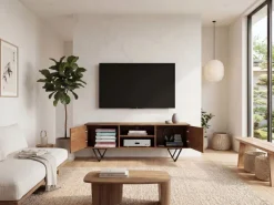 TV Schrank FineBuy Lowboard 150 cm Holz Massiv Fernsehkommode Fernsehschrank
