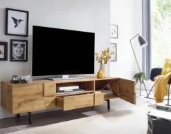 TV Schrank FineBuy Lowboard 160x46x43 cm Holz Fernsehkommode Fernsehschrank