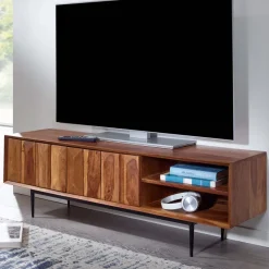 TV Schrank FineBuy Lowboard 123x42x35 cm Holz Fernsehkommode Fernsehschrank