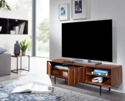 TV Schrank FineBuy Lowboard 123x42x35 cm Holz Fernsehkommode Fernsehschrank