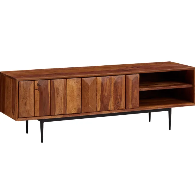 TV Schrank FineBuy Lowboard 123x42x35 cm Holz Fernsehkommode Fernsehschrank