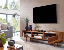 TV Schrank FineBuy Lowboard 145x43x35 cm Holz Fernsehkommode Fernsehschrank