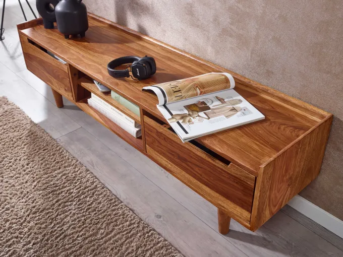 TV Schrank FineBuy Lowboard 145x43x35 cm Holz Fernsehkommode Fernsehschrank