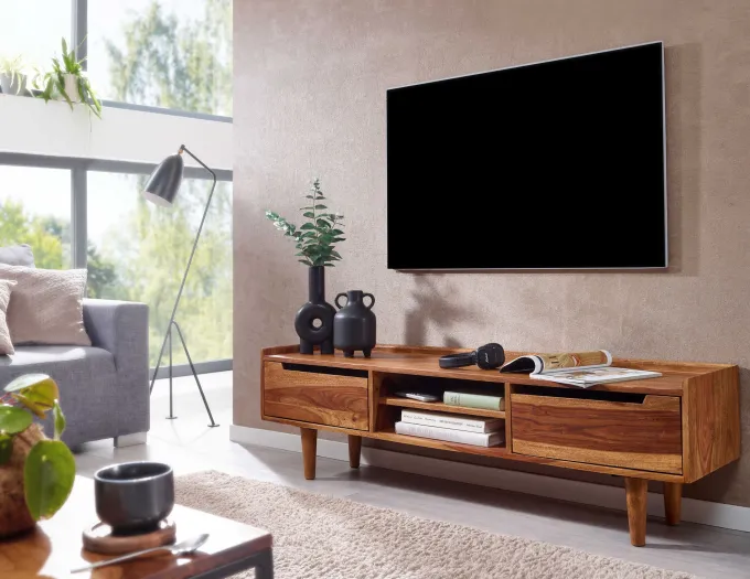 TV Schrank FineBuy Lowboard 145x43x35 cm Holz Fernsehkommode Fernsehschrank