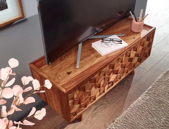 TV Schrank FineBuy Lowboard 92x44x35 cm Holz Fernsehkommode Fernsehschrank