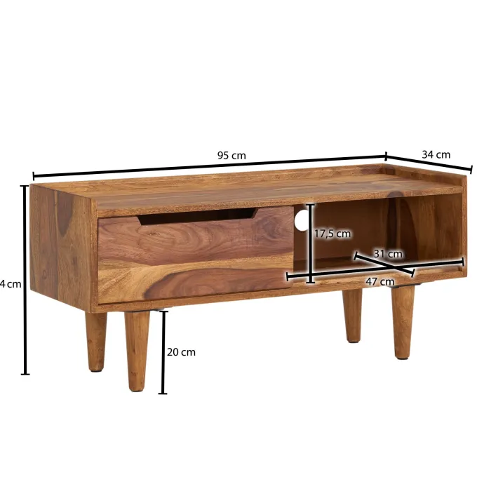 TV Schrank FineBuy Lowboard 95x44x34 cm Holz Fernsehkommode Fernsehschrank