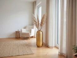 Vase Aluminium Gold Blumenvase Bodenvase Wohndeko Groß Rund Dekovase Metall Deko