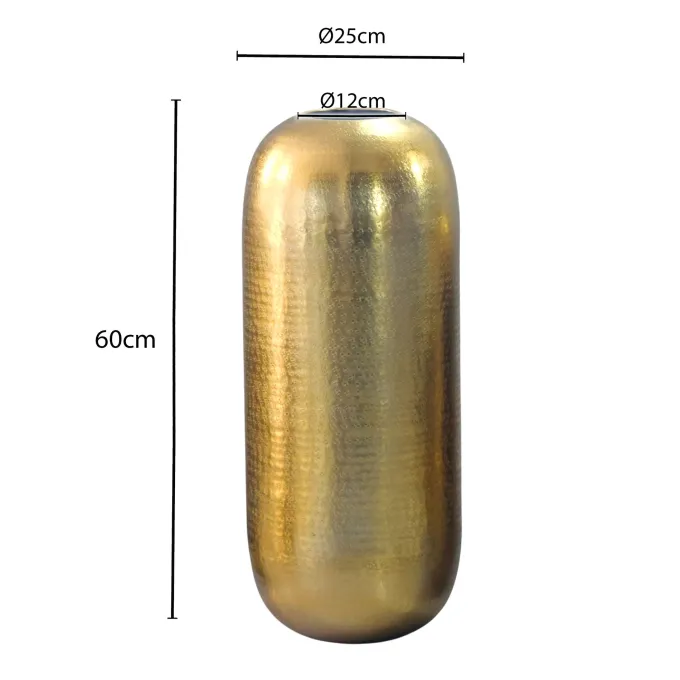 Vase Aluminium Gold Blumenvase Bodenvase Wohndeko Groß Rund Dekovase Metall Deko