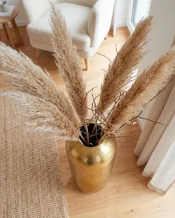 Vase Aluminium Gold Blumenvase Bodenvase Wohndeko Groß Rund Dekovase Metall Deko