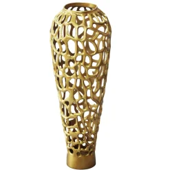 Vase Aluminium Gold Blumenvase Bodenvase Wohndeko Groß Rund Dekovase Handmade