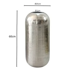 Vase Aluminium Silber Blumenvase Bodenvase Wohndeko Rund Dekovase Metall Deko