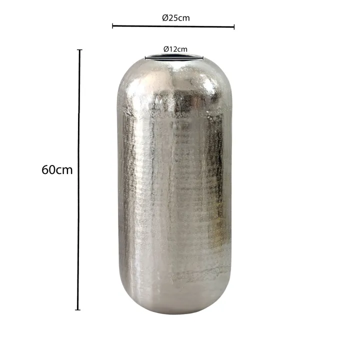 Vase Aluminium Silber Blumenvase Bodenvase Wohndeko Rund Dekovase Metall Deko