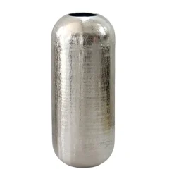 Vase Aluminium Silber Blumenvase Bodenvase Wohndeko Rund Dekovase Metall Deko