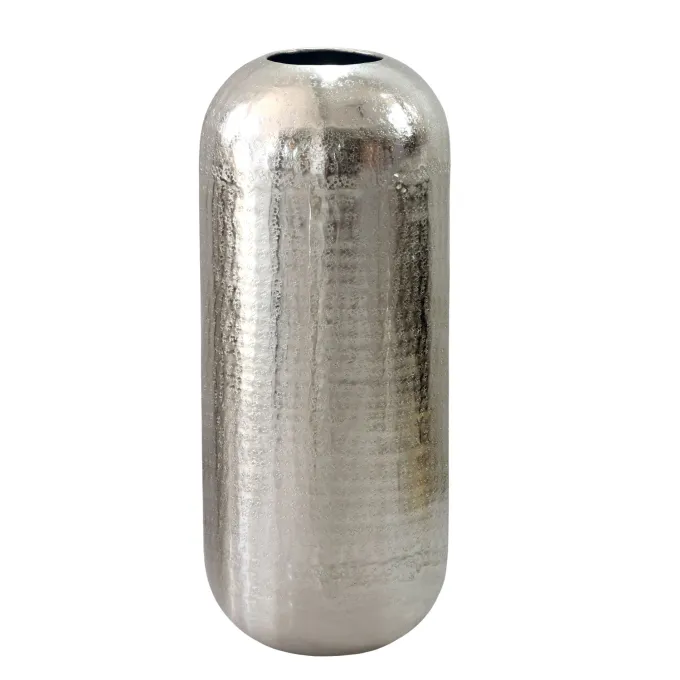 Vase Aluminium Silber Blumenvase Bodenvase Wohndeko Rund Dekovase Metall Deko