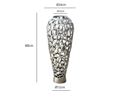 Vase Aluminium Silber Blumenvase Bodenvase Wohndeko Groß Rund Dekovase Handmade