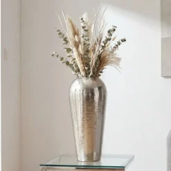 Vase 50cm Aluminium Blumenvase Design Bodenvase Wohndeko Rund Dekovase Metall