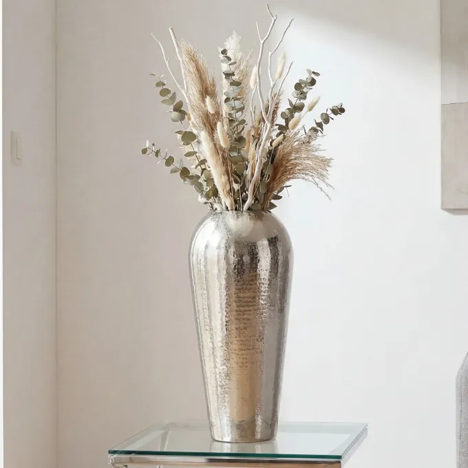 Vase 50cm Aluminium Blumenvase Design Bodenvase Wohndeko Rund Dekovase Metall