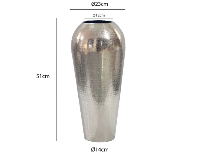 Vase 50cm Aluminium Blumenvase Design Bodenvase Wohndeko Rund Dekovase Metall