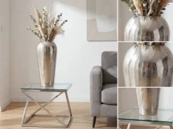 Vase 50cm Aluminium Blumenvase Design Bodenvase Wohndeko Rund Dekovase Metall