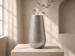 Vase 47cm Metall Blumenvase Bodenvase Wohndeko Groß Rund Design Dekovase Hoch
