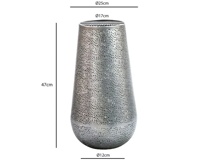 Vase 47cm Metall Blumenvase Bodenvase Wohndeko Groß Rund Design Dekovase Hoch