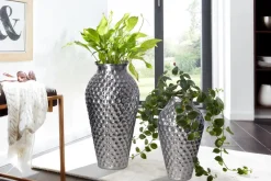 Vase 2er Set FineBuy Blumenvase Aluminium Amphore Tischvase Rund Dekovase