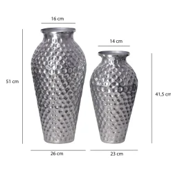 Vase 2er Set FineBuy Blumenvase Aluminium Amphore Tischvase Rund Dekovase