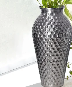Vase 2er Set FineBuy Blumenvase Aluminium Amphore Tischvase Rund Dekovase