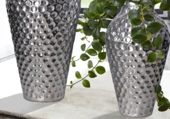 Vase 2er Set FineBuy Blumenvase Aluminium Amphore Tischvase Rund Dekovase