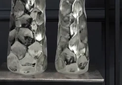 Vase 2er Set FineBuy Blumenvase Aluminium Tischvase Hammerschlag Dekovase Modern