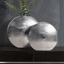 Vase 2er Set FineBuy Blumenvase Aluminium Tischvase Dekovase Modern Rund