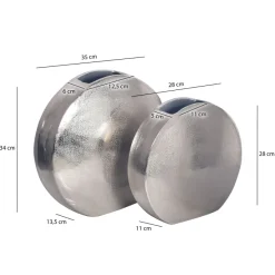 Vase 2er Set FineBuy Blumenvase Aluminium Tischvase Dekovase Modern Rund